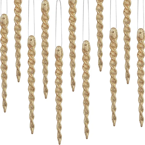 Miniatura 14 de 30 piezas de carámbanos de plástico trenzados para árbol de Navidad; adornos colgantes para árbol de Navidad, fiesta de Navidad, boda, fiesta