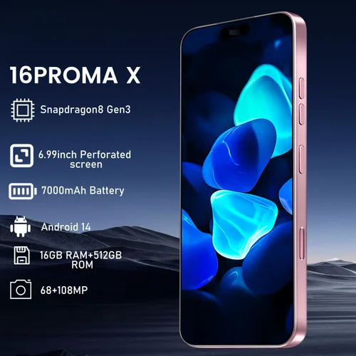 Miniatura 4 de Teléfono celular 16PROMA X 5G, teléfono celular desbloqueado, 16 GB+512 GB/pantalla de 6.99 pulgadas/cámara de 68 MP+108 MP/batería de 7000 mAh