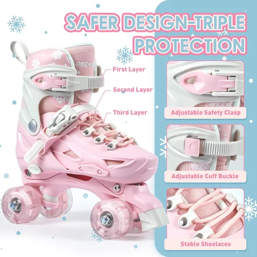 Miniatura 4 de Patines infantiles para niñas y niños de 4 a 6 años, 5 a 8, 6 a 12, 8 a 12, 4 tamaños ajustables, con ruedas iluminadas, patinas para niñas, regalo