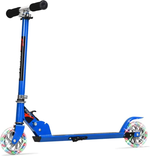 Goplus Patinete plegable para niños, scooter de 2 ruedas con aluminio de lujo, freno de guardabarros trasero, altura ajustable, scooter deportivo
