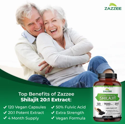 Miniatura 3 de Zazzee Extracto 20:1 de Shilajit del Himalaya 100% puro, 50% ácido fúlvico, 120 cápsulas veganas, suministro de 4 meses, rico en minerales traza
