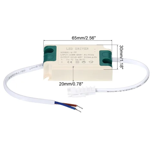 Miniatura 2 de PATIKIL 4-7W 300mA LED Driver, paquete de 5 AC 85-265V Salida 15-26V DC Conector macho Conector rectificador de corriente constante Transformador
