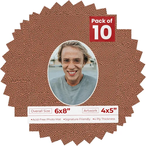 Miniatura 28 de Alfombrilla de 6 x 8 pulgadas, corte biselado para fotos de 4 x 5 pulgadas, diseño ovalado de color gris medio, sin ácidos, mate para proteger tus