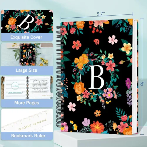 Miniatura 5 de Cuaderno en espiral de tapa dura de 5.7 x 8 pulgadas, 120 páginas para mujeres y hombres, cuadernos A5 con rayas universitarias, bonito diario