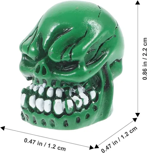 Miniatura 2 de 4pcs Skull Shaped Valve Stem Caps Green Resin Tire Valve Caps Car Motorcycle Bicycle Decorative Accessories
