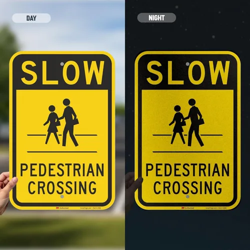 Miniatura 5 de SmartSign Letrero "Slow - Peatón Crossing" 12 x 18 pulgadas, aluminio reflectante de grado de ingeniero 3M Negro y amarillo