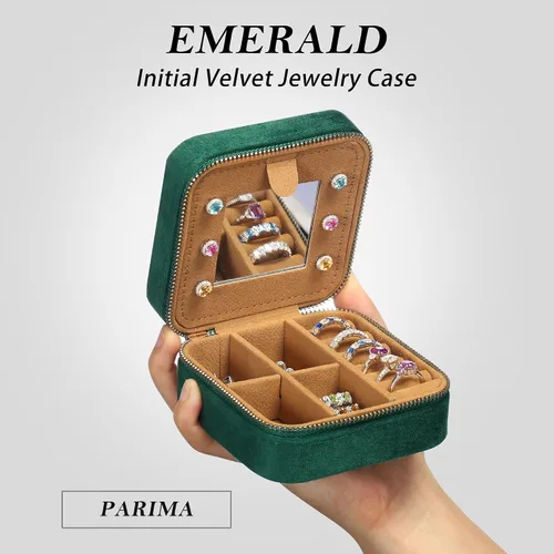 Miniatura 7 de Parima Joyero de viaje para mujeres y niñas, estuche de joyería de viaje con inicial L Estuche de viaje pequeño para joyería Mini joyero de viaje