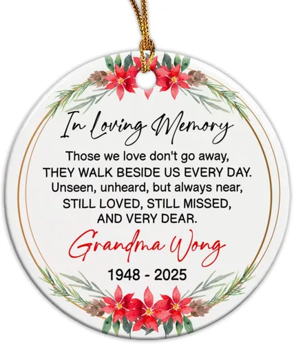 Miniatura 11 de Adorno de cerámica personalizado de Navidad en memoria amorosa de papá, adorno de Navidad personalizado para papá, adorno de recuerdo 2025, regalo