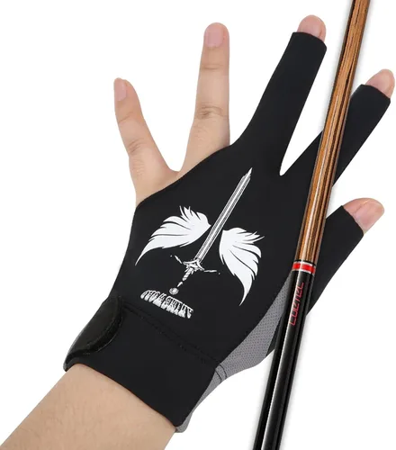 ANIMSWORD Guantes de billar transpirables y cómodos que se adaptan a la mano izquierda o derecha, 3 dedos para guantes deportivos de Snooker Cue.