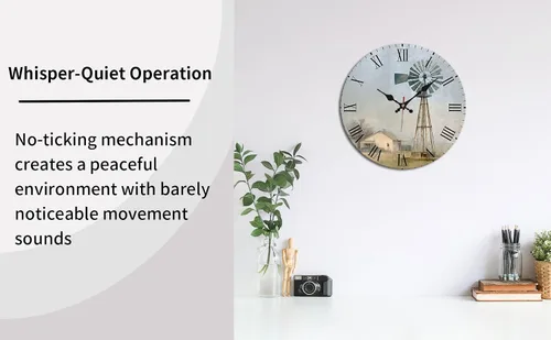 Miniatura 7 de Windmill House Wooden Wall Clock with Roman Numerals for Retro Decor 25 * 25cm