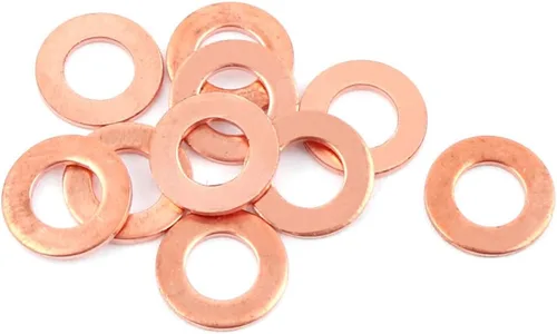 Miniatura 8 de uxcell 10pcs 0.236 in x 0.394 in x 0.039 in anillo plano de cobre aplastamiento arandela sellado junta sujetador
