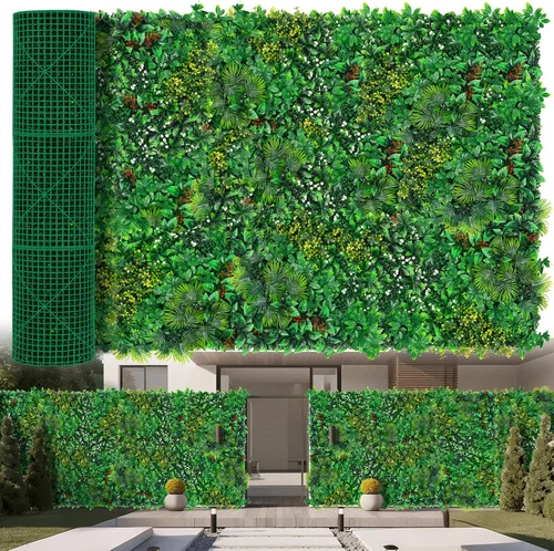 Miniatura 12 de Yangrass Paneles de Pared de Césped, 40"x120" (33.33 pies cuadrados) Rollo de Seto de Boj Artificial Pantalla de Privacidad, Decoración de Pared