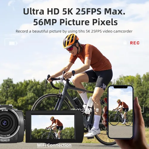 Miniatura 2 de ORDRO Cámara de video 5K videocámara WiFi visión nocturna Vlogging Cámara para YouTube, cámara 4K 56MP 18X Cámara de vídeo con zoom digital