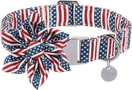 Miniatura 37 de Collar para perro con pajarita, Collar de algodón con pajarita para cachorro, Collar para perro azul para niña o niño con hebilla de metal duradera