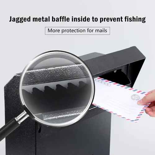 Miniatura 4 de xydled Buzón de correo resistente con cerradura de llave, 15''x12''x6'', buzón de metal con cerradura montado en la puerta, caja de depósito