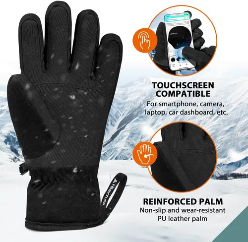 Miniatura 4 de Hikenture Ski Gloves Snow Gloves for Men&Women, 3M Thinsulate Waterproof Snowboard Gloves, Insulated Touchscreen Snowmobile Gloves for Cold Weather