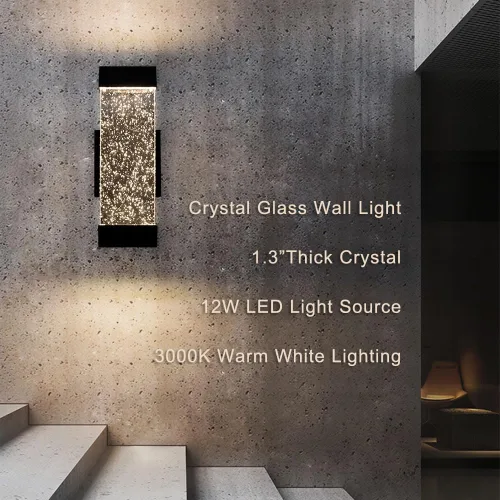 Miniatura 6 de Cerdeco Lámpara de pared moderna de burbujas de cristal, pintada en negro mate, 12 W 3000 K, luz blanca cálida