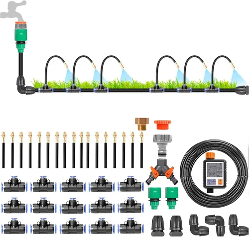 Miniatura 8 de Drip Irrigation System Kit - Automatic Garden Watering System with 360-Degree Bending Dropper, Atomizing Copper Nozzle & Smart Irrigation Controller