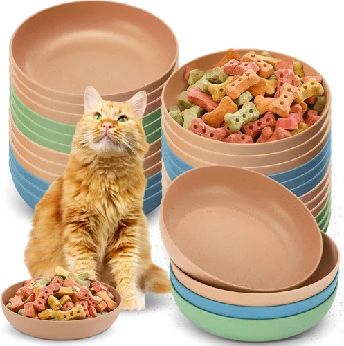 Miniatura 8 de Tioncy 24 cuencos de comida para gatos de 5.5 pulgadas, para aliviar la fatiga, plato de comida para gatos poco profundo y ancho para mascotas, Four