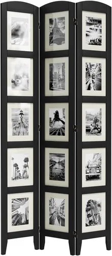 SZQINJI Biombo Divisor de Habitación de 3 Paneles con Fotos, Divisor de Madera Maciza para Separación de Habitaciones para Marco de Fotos de 8x10