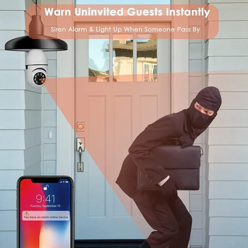 Miniatura 3 de Bombilla inalámbrica WiFi 1080P, cámaras de seguridad inalámbricas para exteriores, 360 grados para interiores, cámaras de seguridad para seguridad