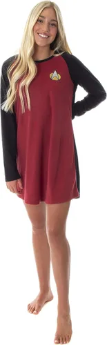 Miniatura 4 de INTIMO Star Trek Next Generation - Camisón de pijama para mujer con diseño de cuadros raglán, Rojo