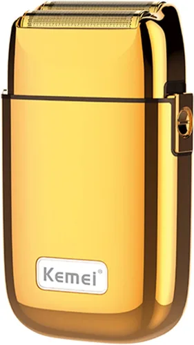 KEMEI Maquinillas de afeitar eléctricas para hombres, maquinilla de afeitar eléctrica profesional de metal, afeitadoras de litio y titanio, Dorado