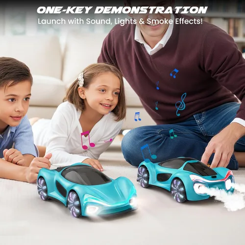 Miniatura 3 de SIMREX Auto de control remoto con detección de gestos con base de carga, juguete de auto de acrobacias a control remoto giratorio de 360°, tiempo