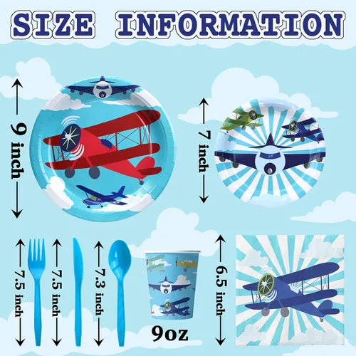 Miniatura 2 de Decoraciones de fiesta de avión - Platos, servilletas, vajilla y recuerdos - Sirve a 20 invitados