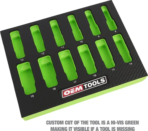 Miniatura 5 de OEMTOOLS 23981 Juego de 12 piezas de dados profundos 3/8, juego de llaves métricas de 0.315 in a 0.748 in, dados de acero aleado tratados