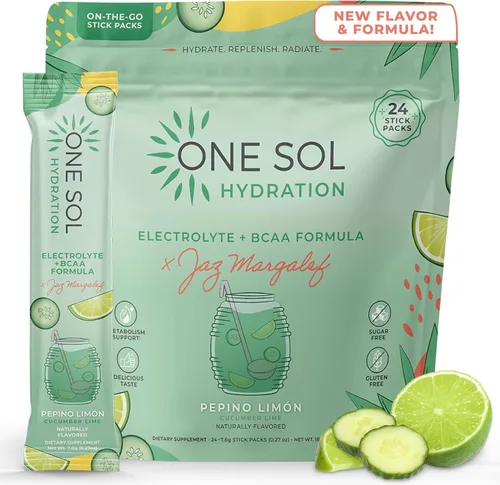 One Sol - Polvo de hidratación con BCAA, electrolitos y agua de coco para la recuperación, crecimiento muscular y energía, fórmula totalmente