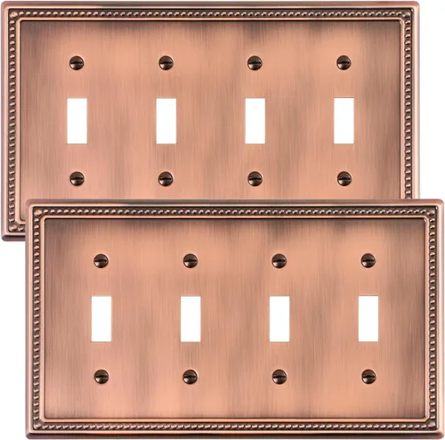 Miniatura 134 de Paquete de 4 placas de cubierta para interruptor de luz de palanca individual, cubiertas decorativas de perlas, placa de pared de metal almendra