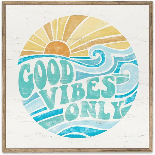 Miniatura 9 de Open Road Brands Happier Than a Seagull with a French Fry Wood Wall Decor – Lindo cartel inspirador con tema de playa