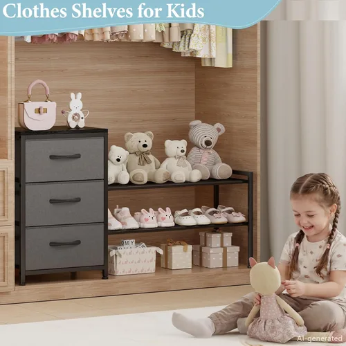 Miniatura 5 de Cidaziya Expandable Closet Organizers and Storage, Black Fabric Storage Dresser, 3 Drawer Dresser, Clothes Shelves for Kids, Purse Organizer Small