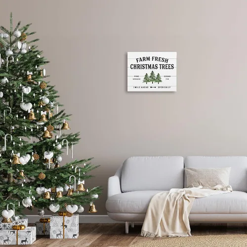 Miniatura 2 de Stupell Industries Cartel de árbol de Navidad blanco de granja, diseñado con letras y forrado, 20 x 16 pulgadas, arte de pared en lienzo