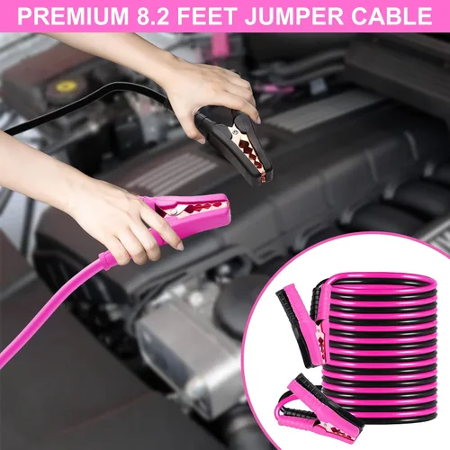 Miniatura 2 de Kit de seguridad en carretera para automóvil, 129 piezas, kit de asistencia lateral de emergencia de invierno, color rosa, kit esencial