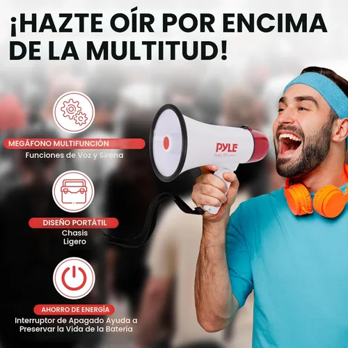 Miniatura 2 de Pyle megáfono altavoz compacto, funciona con baterías, sirena alarma, control de volumen (pmp20)