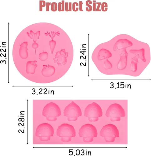 Miniatura 2 de Molde de silicona en forma de hongo en forma de hongo, molde para llavero de verduras para dulces, chocolate, decoración de pasteles, dulces