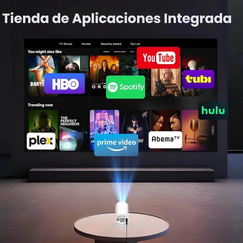 Miniatura 2 de [Aplicaciones integradas] Mini proyector con WiFi y Bluetooth y Android 12, foco eléctrico 1080P Mini proyector portátil, compatible con Blanco