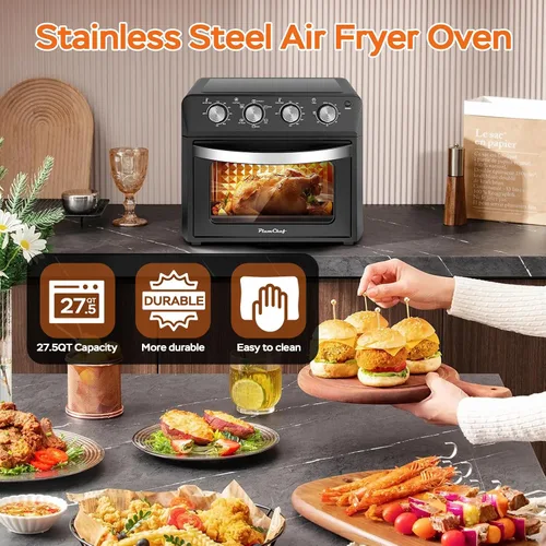 Miniatura 5 de Plum Chef Horno freidora de aire de 27.5 cuartos de galón, horno de convección de encimera 6 en 1, freír al aire, hornear, asar, tostar, calentar