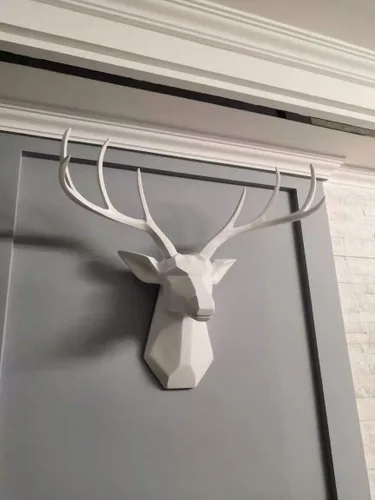 Miniatura 4 de Arte de pared de cabeza de animal de taxidermia sintética, decoración del hogar, diseño geométrico de cabeza de ciervo, busto de ciervo de 8 puntos