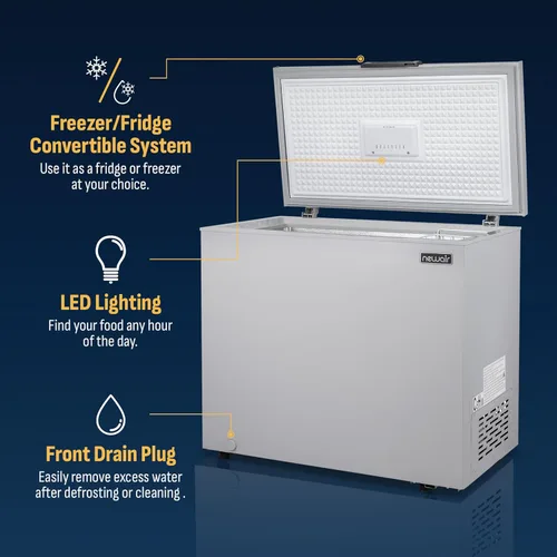 Miniatura 2 de Newair Congelador de cofre de 6.7 pies cúbicos con cesta extraíble, congelador profundo silencioso, control digital de temperatura, alarma de puerta