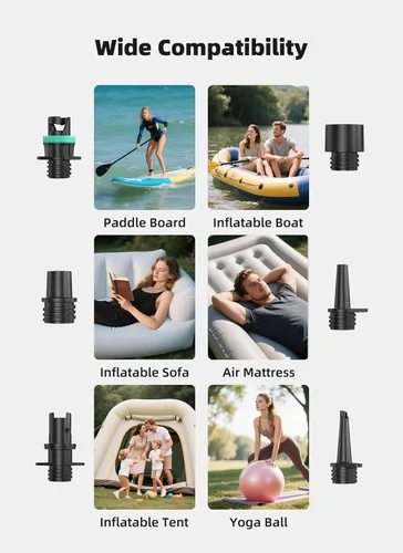 Miniatura 7 de Rechargeable Paddle Board Pump, 2025 Portable SUP Air Pump with Dual Stage Inflation, 3x4500MAH, Up to 20 PSI, 30% Faster with Auto-Off, Ideal for
