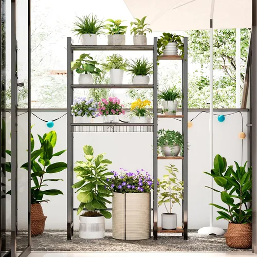 Miniatura 6 de Almacenamiento sobre el inodoro con estante lateral, organizador de baño de 7 niveles con estante ajustable y cesta de drenaje y 4 ganchos, ahorro