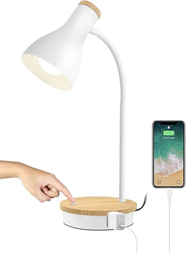Miniatura 13 de Lámpara de escritorio de metal con carga inalámbrica, lámpara de mesa táctil, luces de lectura, lámparas de arco de escritorio para dormitorio