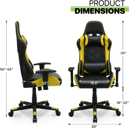 Miniatura 3 de Magshion Silla para juegos, silla reclinable de 90° a 130° con respaldo alto con soporte lumbar, ergonómica para adultos, reclinable, altura