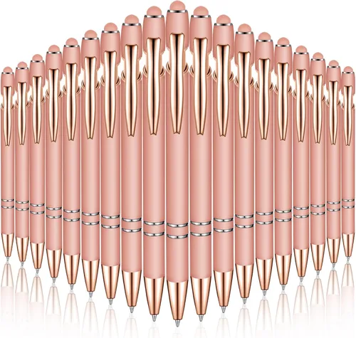 Miniatura 22 de Zonon 38 Piezas Bolígrafo Engomado con Punta de Stylus Bolígrafo de Metal Elegante Stylus Capacitivo con Agarre de Goma Suave, Tinta Negra