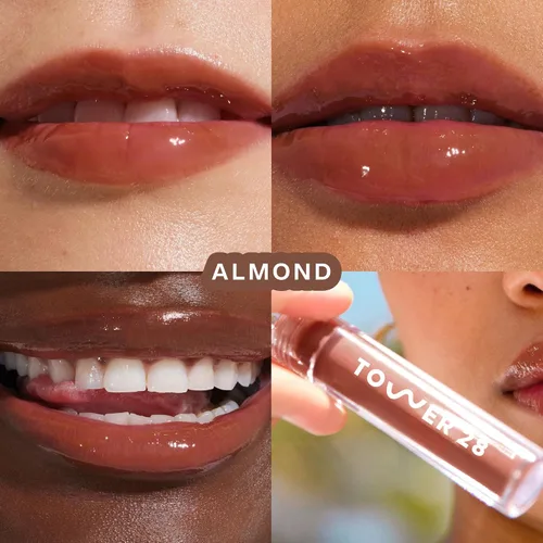 Miniatura 2 de Tower 28 ShineOn Jalea de Labios Lechosa, ALMOND, No Pegajosa, Brillo Labial Vegano Hidratante en Chocolate Lechoso, Aceite de Semilla
