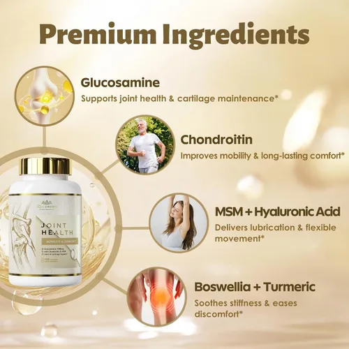 Miniatura 4 de Suplemento para la salud de las articulaciones, glucosamina condroitina MSM - Suplemento de apoyo articular para mujeres y hombres con cúrcuma, MSM