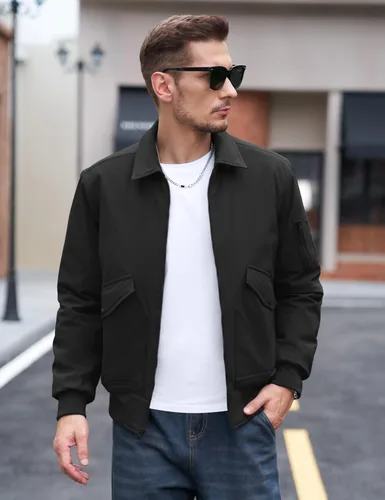 Miniatura 2 de TACVASEN - Chaqueta bomber para hombre, gruesa, acolchada, con cremallera, repelente al agua, rompevientos, cálida, de invierno, con 6 bolsillos